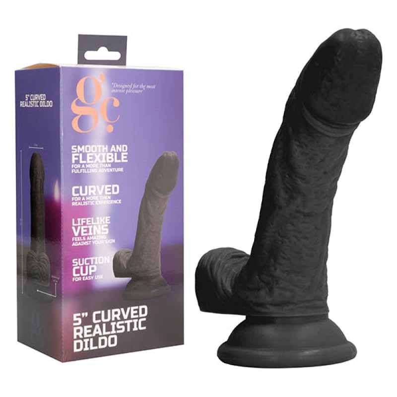 GC. 5 Inch Curved Realistic Dildo - Black